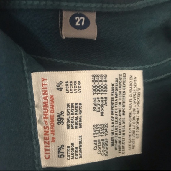 CITIZEN OF HUMANITY Avedon low rise skinny leg pants, green, size 27 - Picture 14 of 14